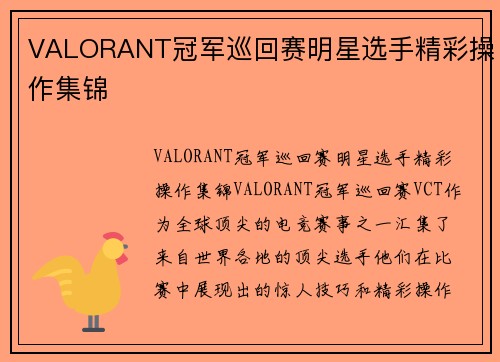 VALORANT冠军巡回赛明星选手精彩操作集锦